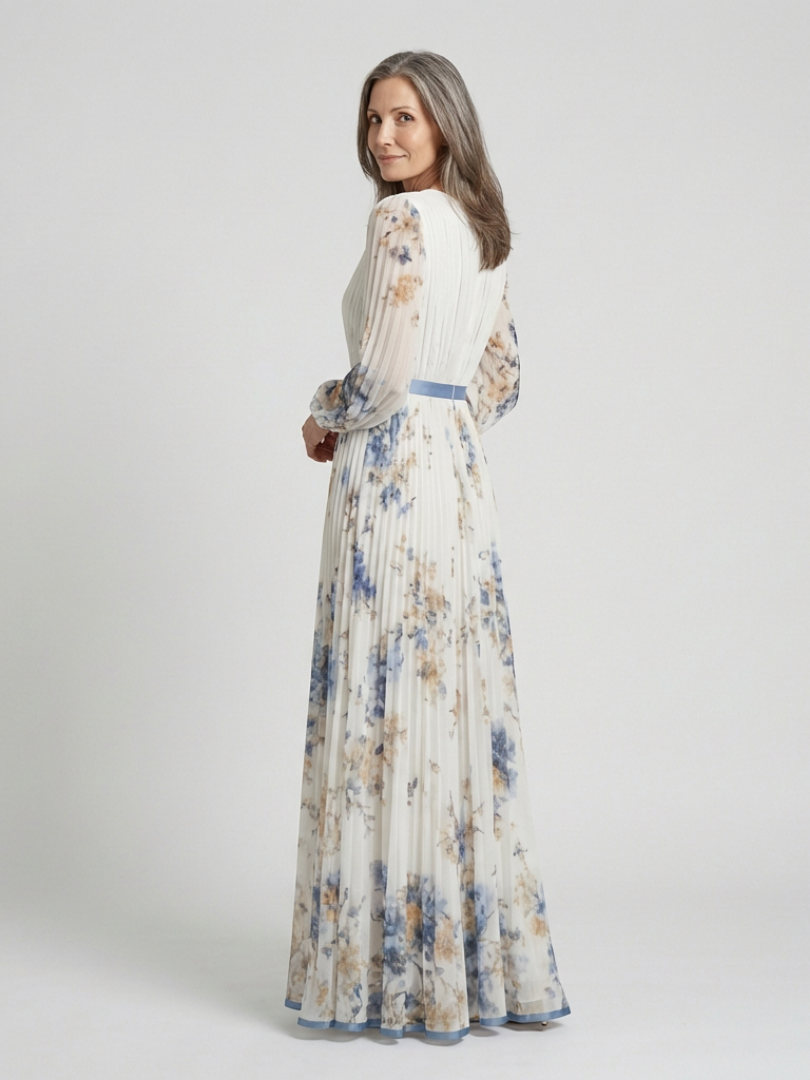 Emma – Elegant Long sleeve V Neck Dress for Women - Image 2