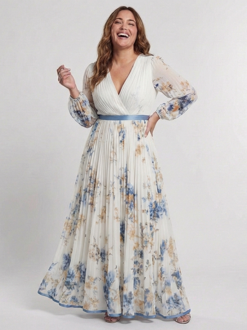 Emma – Elegant Long sleeve V Neck Dress for Women - Image 4