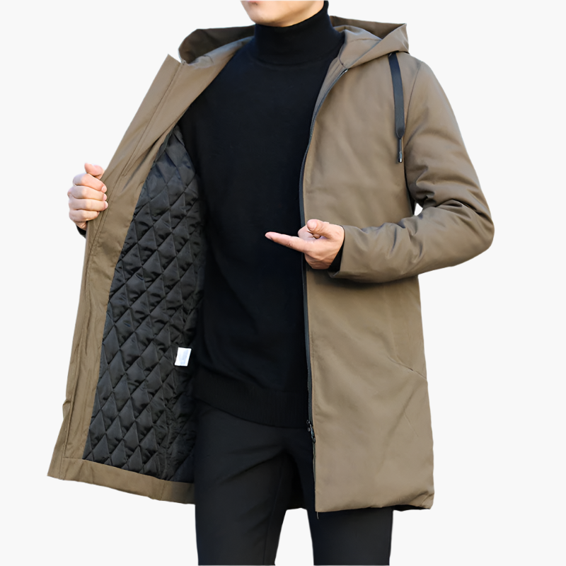 Długa męska kurtka z kapturem i zamkiem błyskawicznym - J&B; - 8 - Livia-Moda
