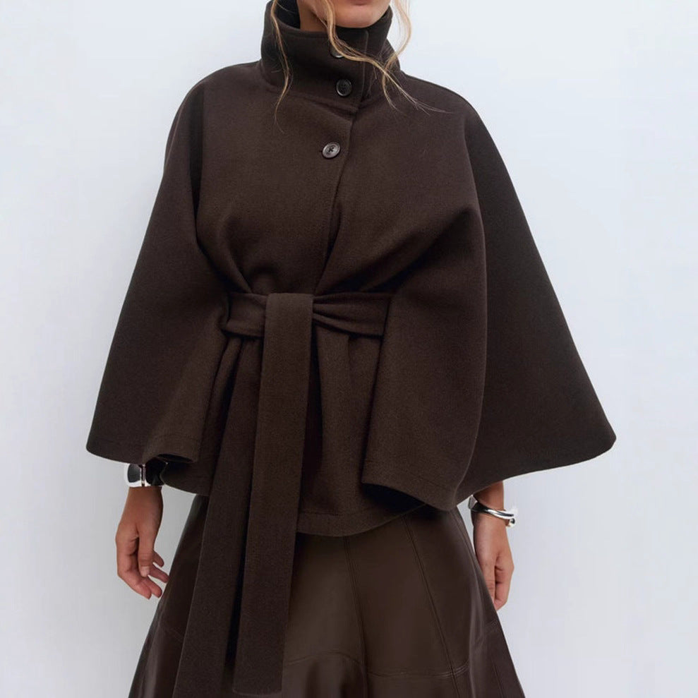 Elegante Damenjacke mit Taillengürtel und hohem Kragen - J&B - 5 - Atelier-Zofia