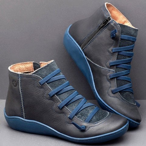 Lidia – Stylowe skórzane botki damskie z elastycznym sznurowaniem