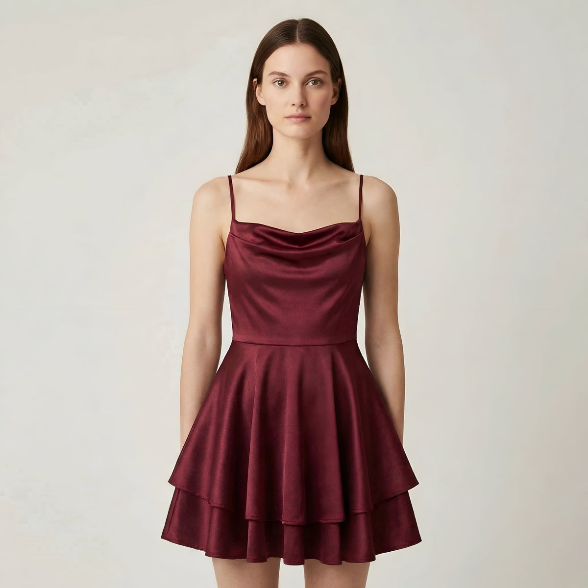 Luna – Elegant Mini satin Dress with straps for Women - Image 11