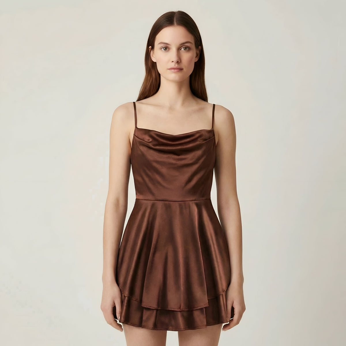 Luna – Elegant Mini satin Dress with straps for Women - Image 10