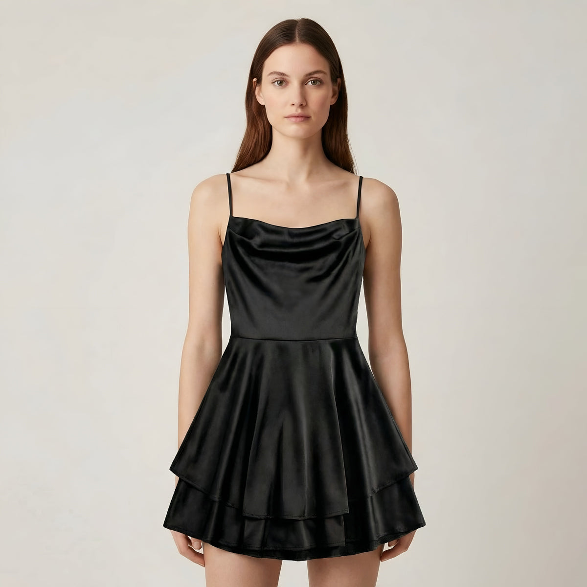 Luna – Elegant Mini satin Dress with straps for Women - Image 8