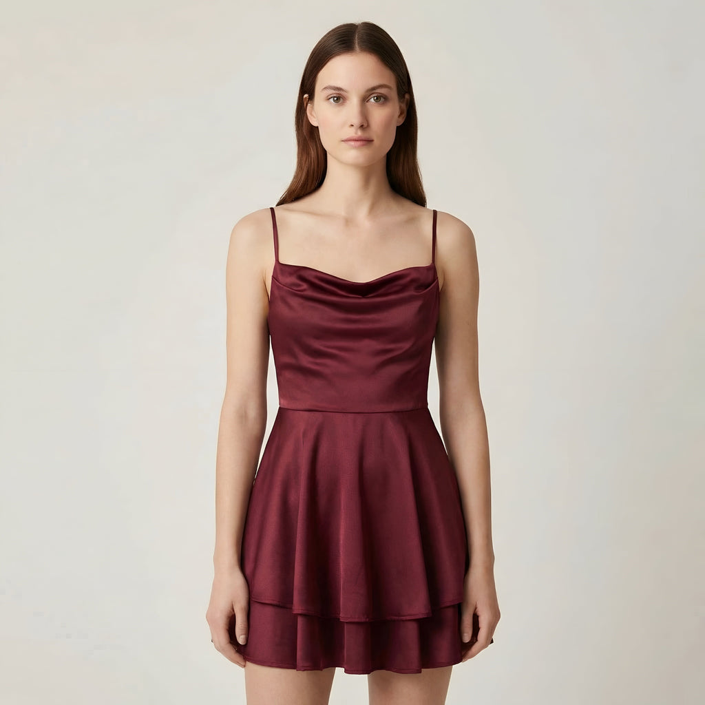 Luna – Elegant Mini satin Dress with straps for Women - Image 1