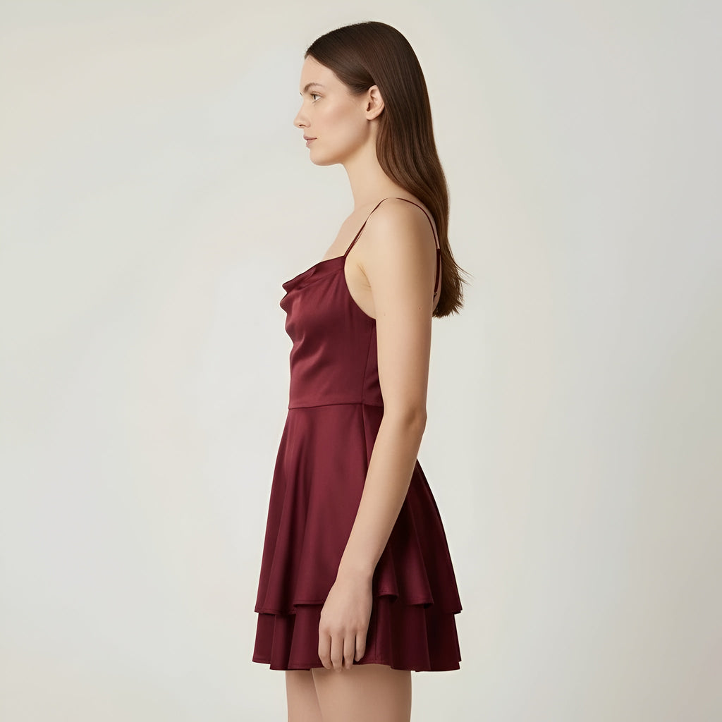 Luna – Elegant Mini satin Dress with straps for Women - Image 2