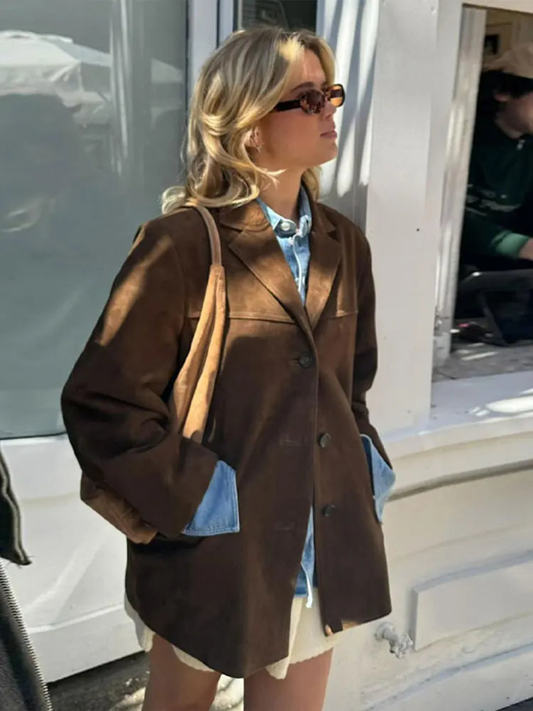 Oversized Jacket Women's with Structured Shoulders - Image 7