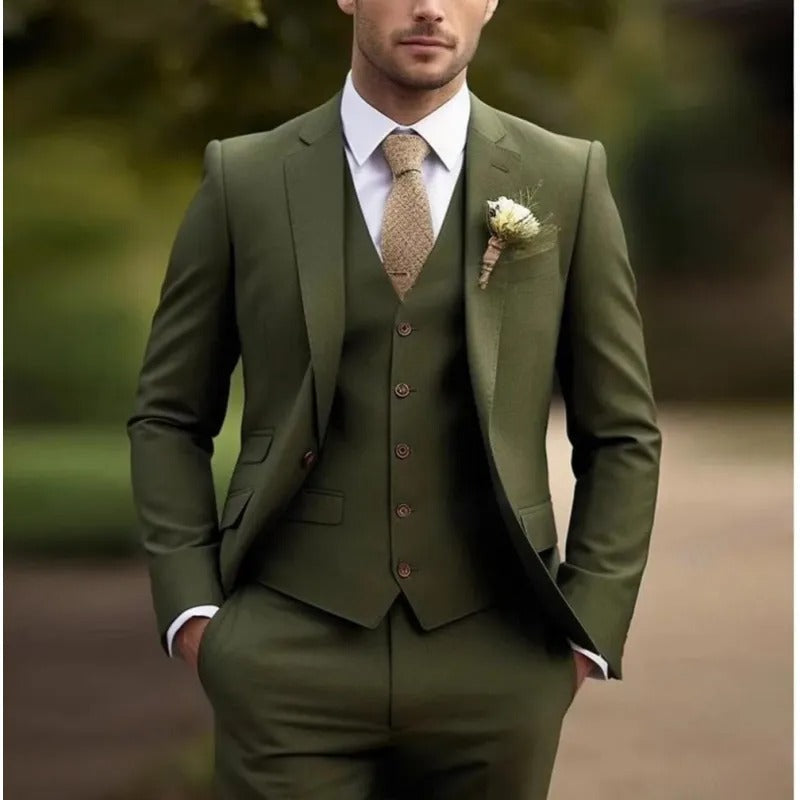 Męski Trzyczęściowy Garnitur z Kamizelką i Eleganckim Krojem | L&V - 15 - Livia-Moda