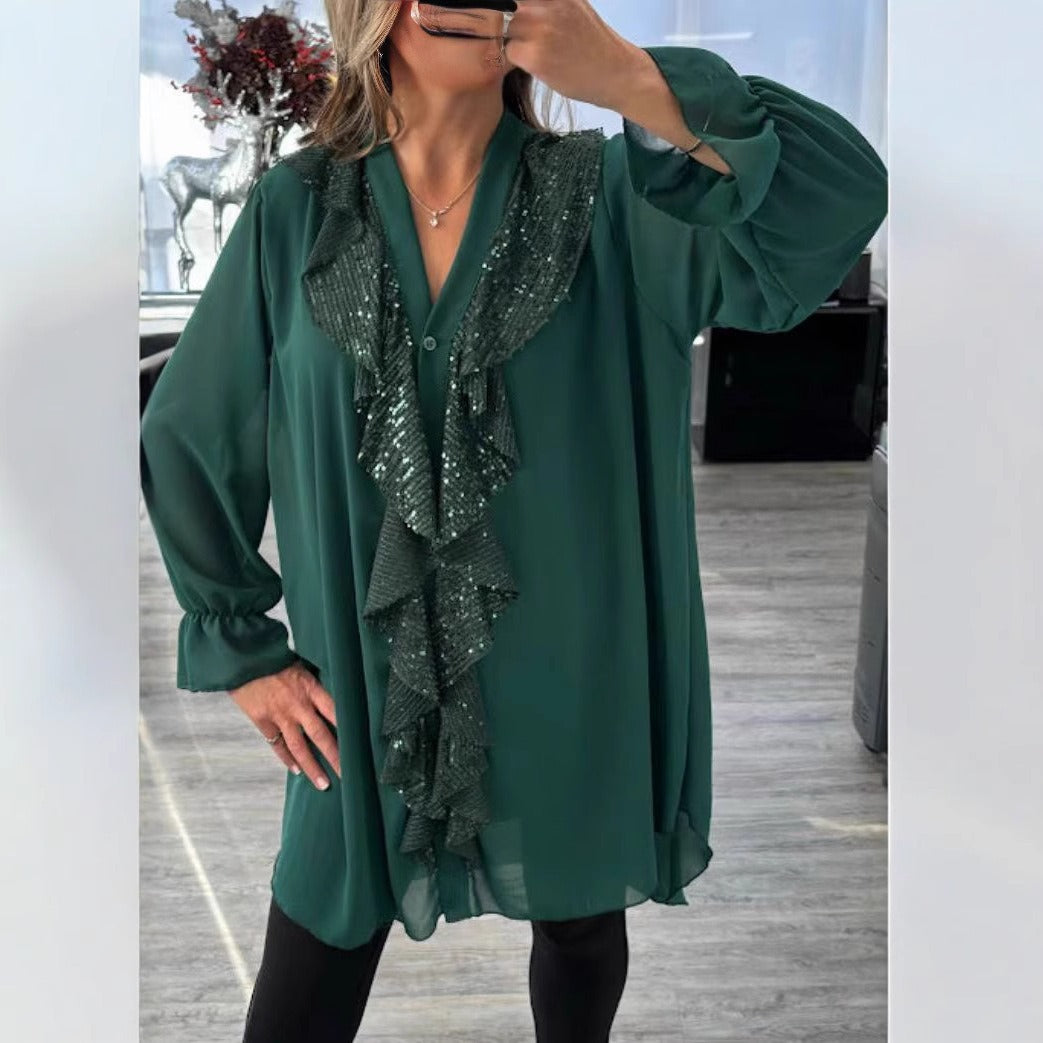 Sarah – Elegancka bluzka z falbanami