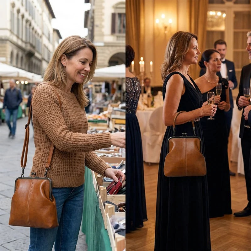 Damska torebka z elegancką ramką i teksturowanym wykończeniem | L&V - 5 - Livia-Moda