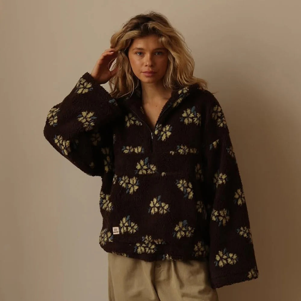 Kurtka damska oversize z kwiatowym wzorem | L&V - 4 - Livia-Moda