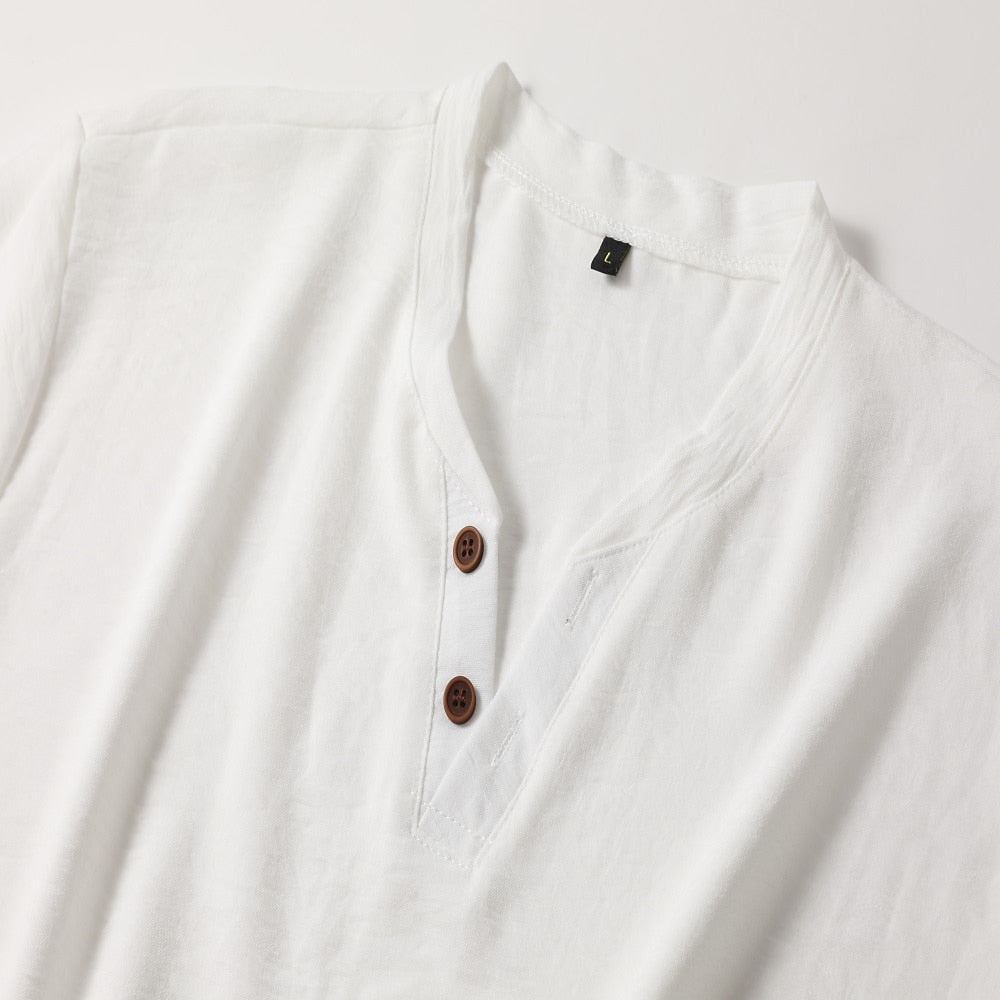 Karl – V-Neck Button-Up T-Shirt - Image 1