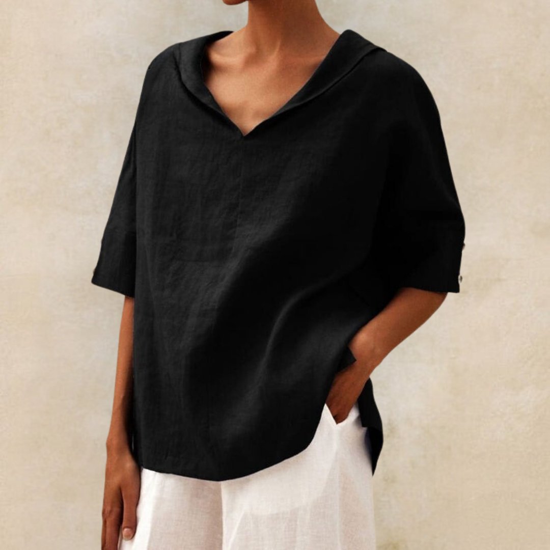 Christa – Women V-Neck Casual Linen Blouse - Image 7