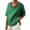 Kerstin – Airy Linen with V-neck Blouse for Women - Image 1