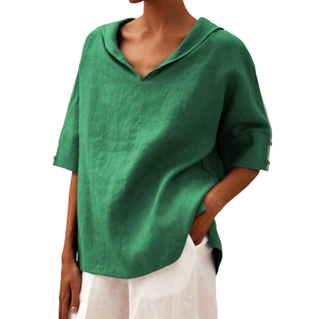 Kerstin – Airy Linen with V-neck Blouse for Women - Image 1