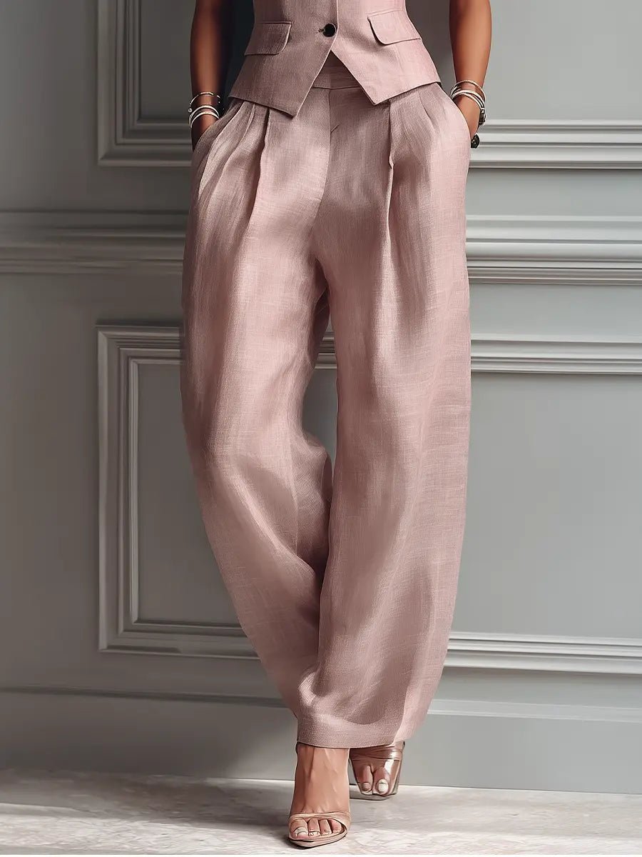 Two-Piece Set Women's Tailored Vest and Wide-Leg Trousers - Image 5