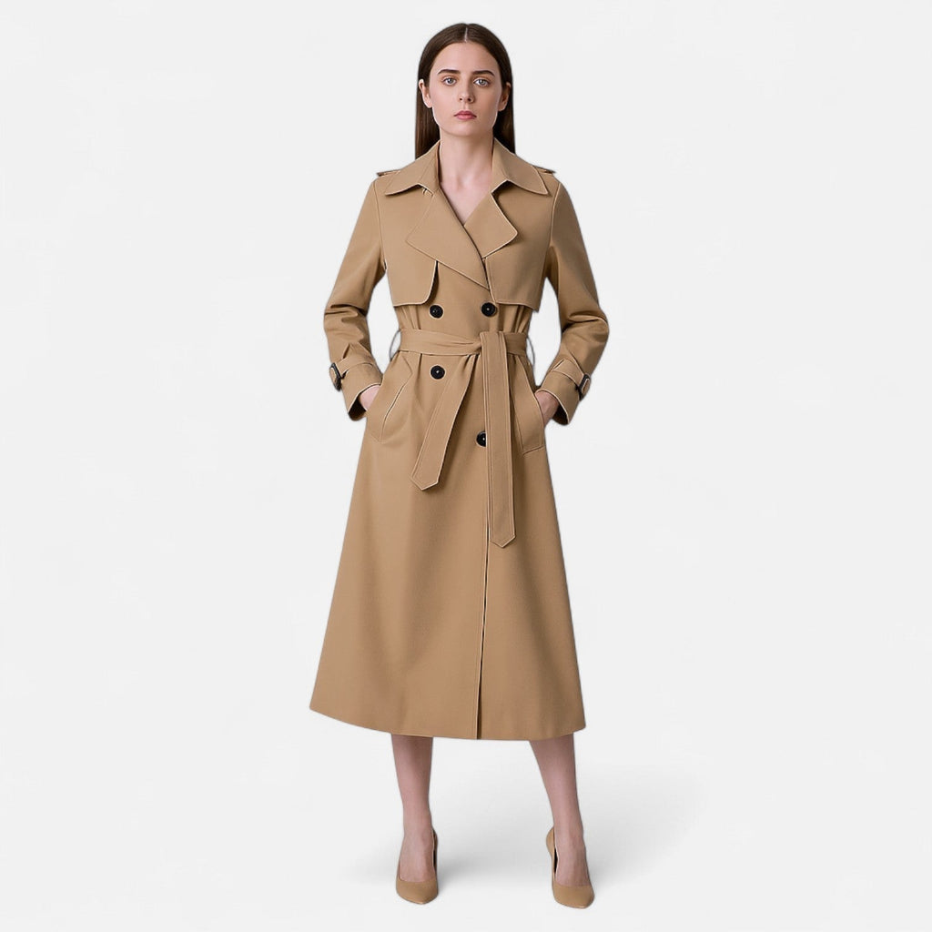 Long women’s trench coat with a belt at the waist - J&B; - 2 - London-stylehouse.com