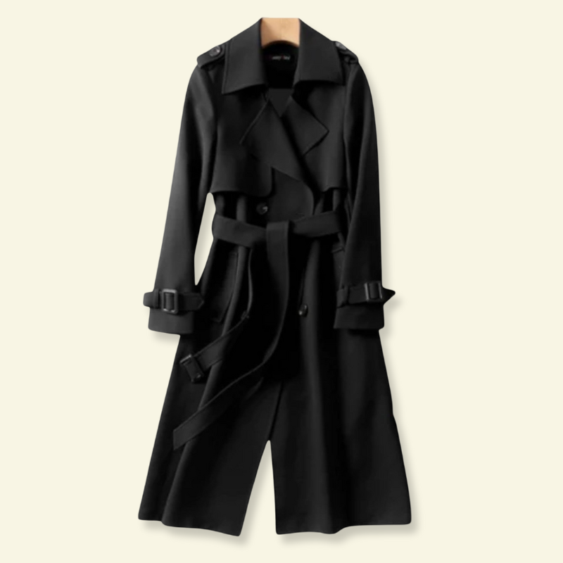 Long women’s trench coat with a belt at the waist - J&B; - 6 - London-stylehouse.com