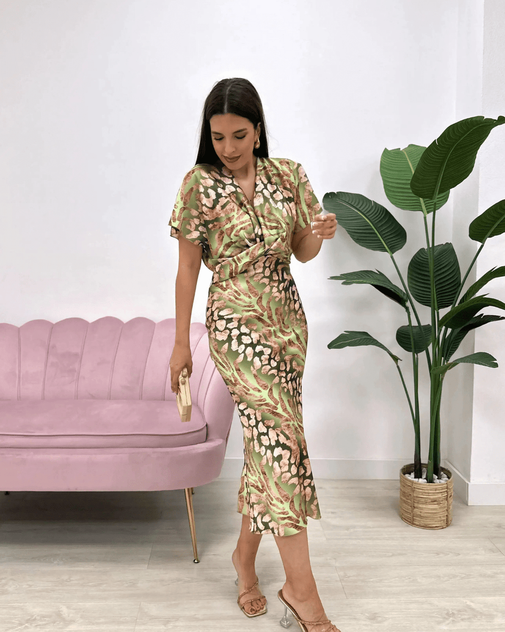 Nadine – Elegant Wrap-Style Midi Dress for Women - Image 4