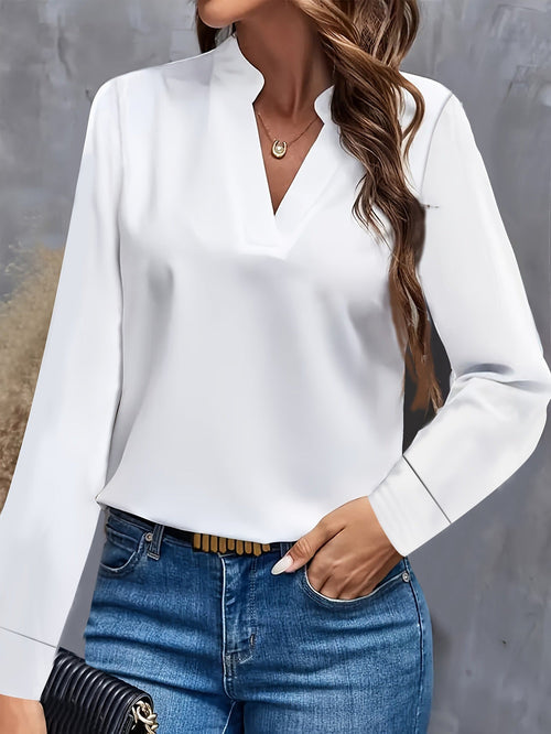 Anouk V - Ausschnitt Bluse - Bluse - Blau - Müller Mode