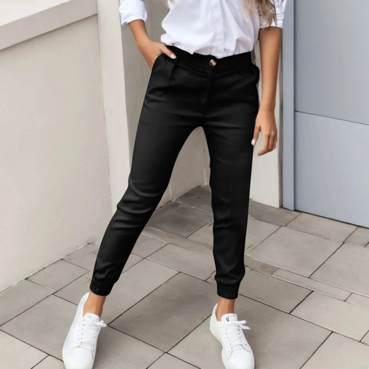 Leonie – Damskie spodnie jogger o eleganckim