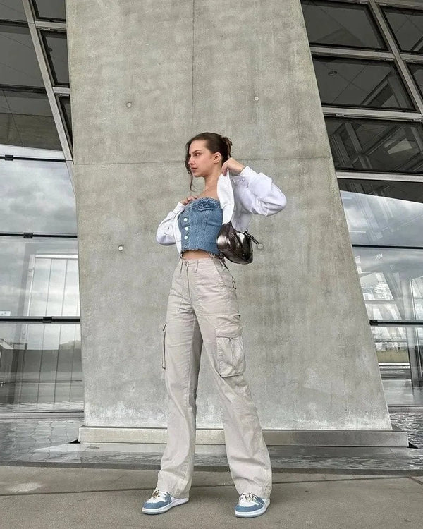 Wide Leg Cargo Pants Women with Utility Pockets - Image 3