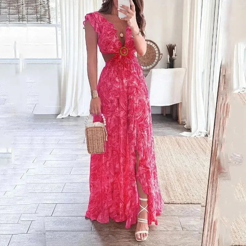 Johanna – Floral V-neck Wedding Guest Dress - Image 2