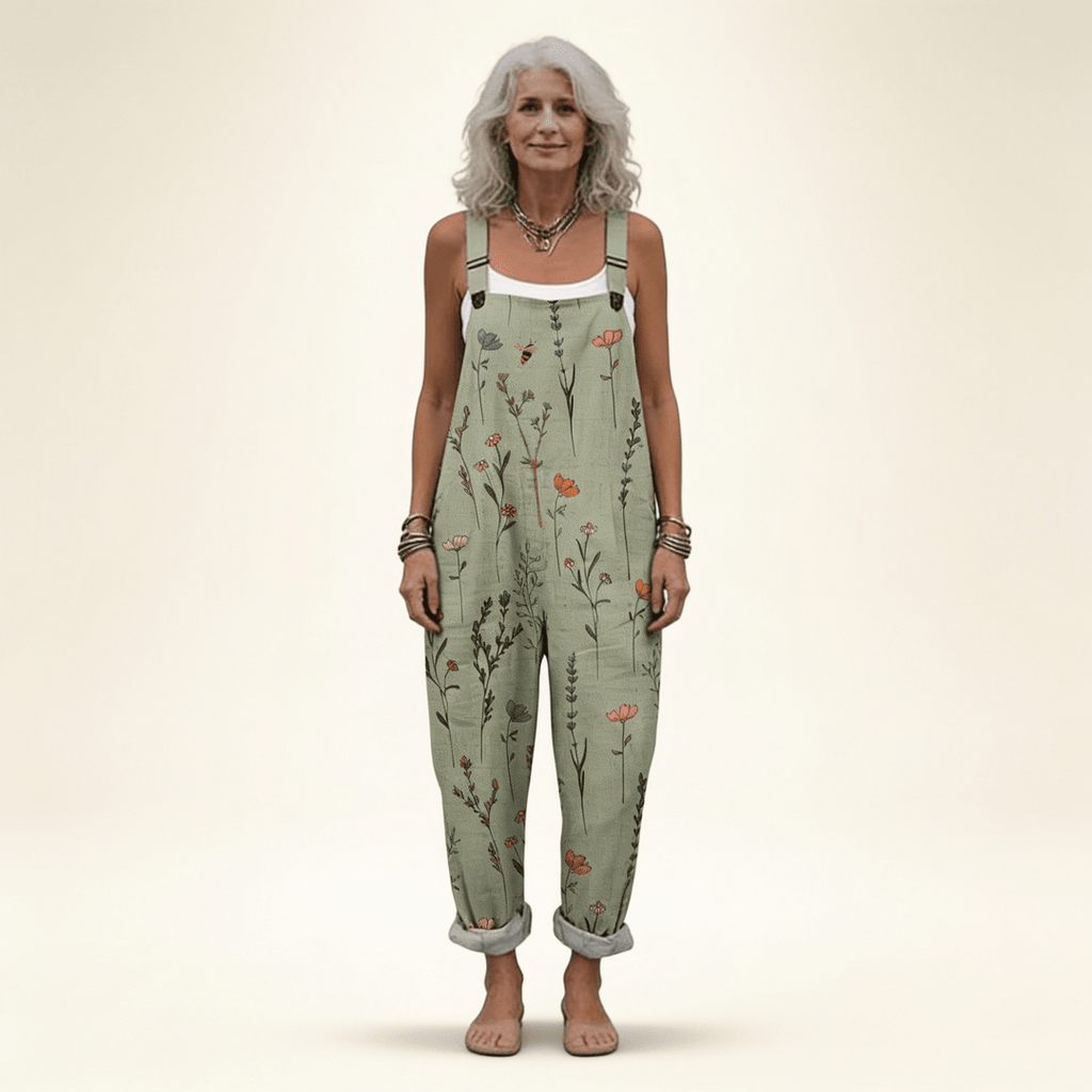 Floral Print Jumpsuit Women's Casual Overall with Pockets - Image 2