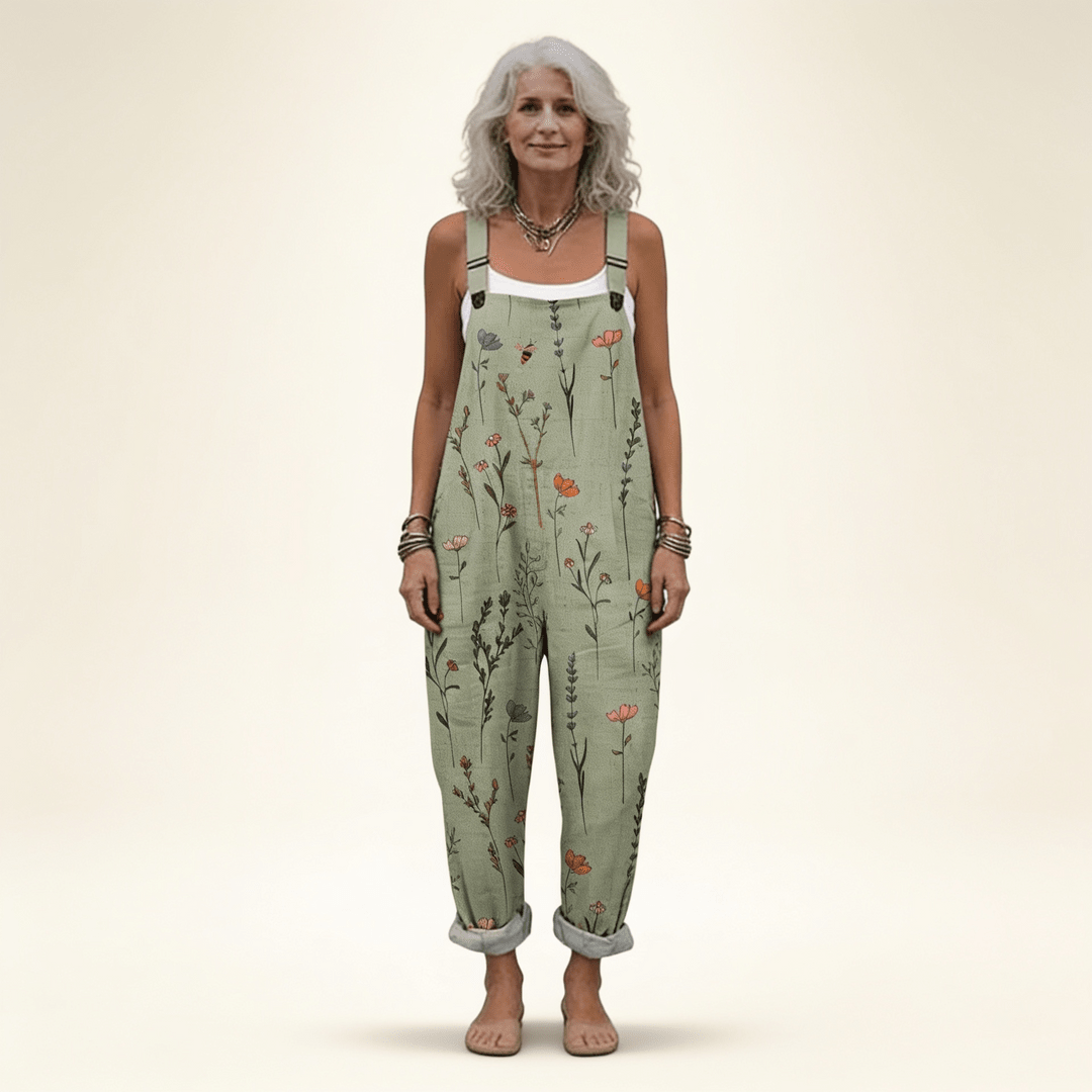 Floral Print Jumpsuit Women's Casual Overall with Pockets - Image 2