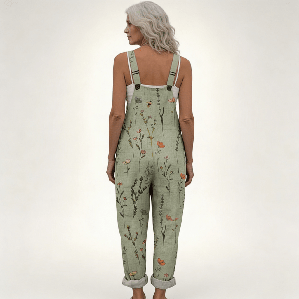 Floral Print Jumpsuit Women's Casual Overall with Pockets - Image 3
