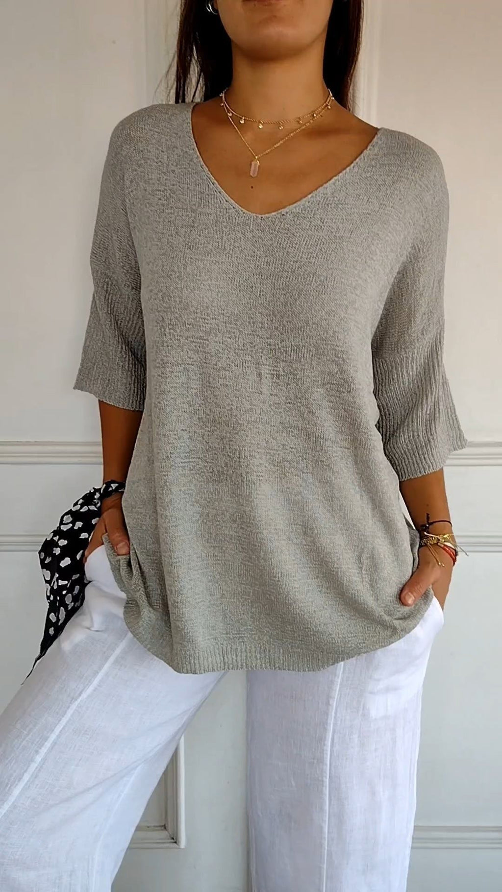 Cornelia – Cozy V-Neck Sweater - Image 1