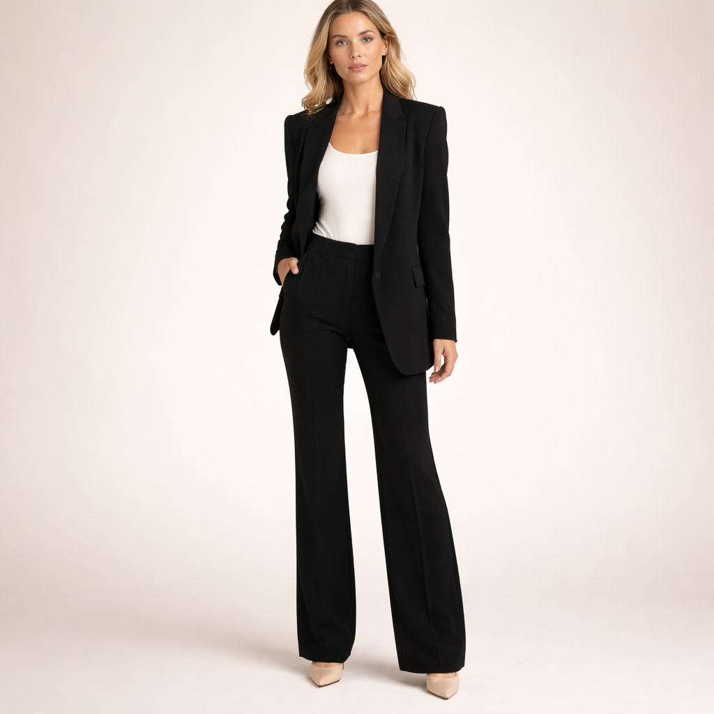 Stilvolles Damenensemble: Figurfreundlicher Blazer und Weite Hose - J&B - 4 - Atelier-Zofia
