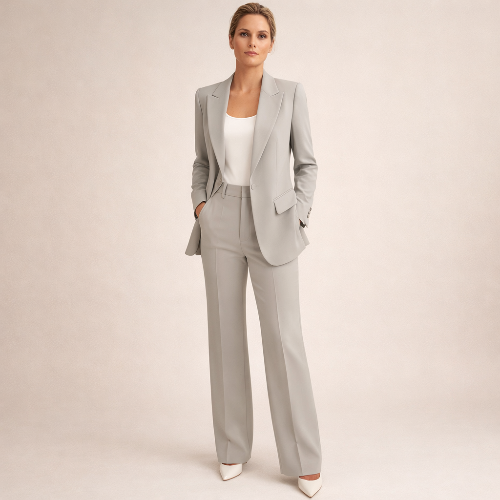 Stilvolles Damenensemble: Figurfreundlicher Blazer und Weite Hose - J&B - 7 - Atelier-Zofia