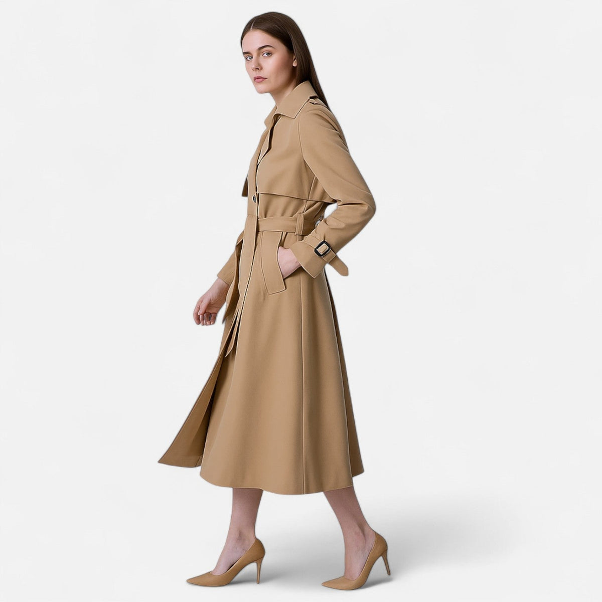 Stylischer Damen-Trenchcoat mit Taillengürtel - J&B - 3 - Annoboutique