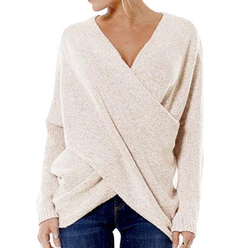 Maya - Sweter damski oversize z kopertowym dekoltem