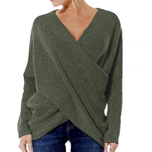 Maya - Sweter damski oversize z kopertowym dekoltem