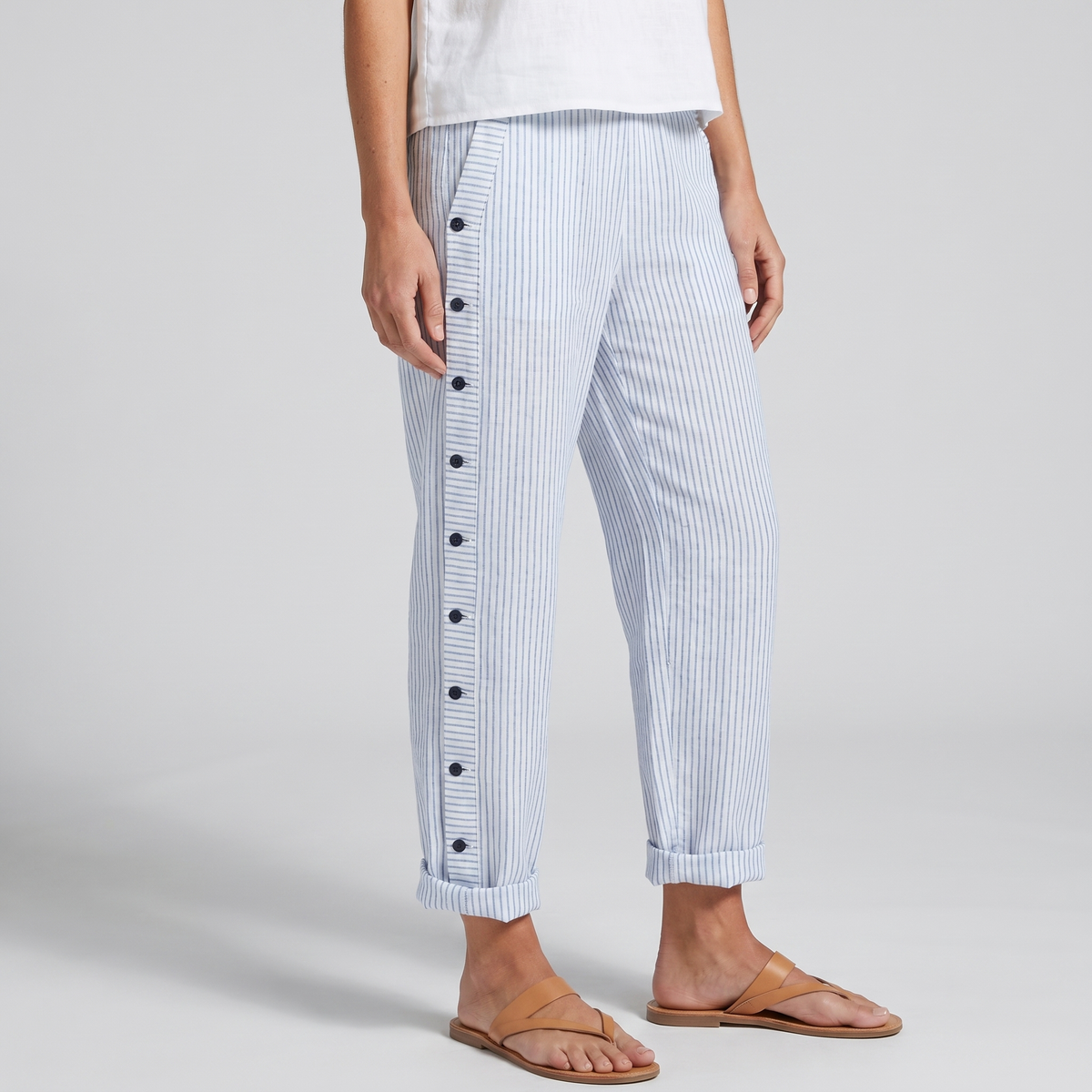 Sophia – Striped Lightweight Trousers - Image 1