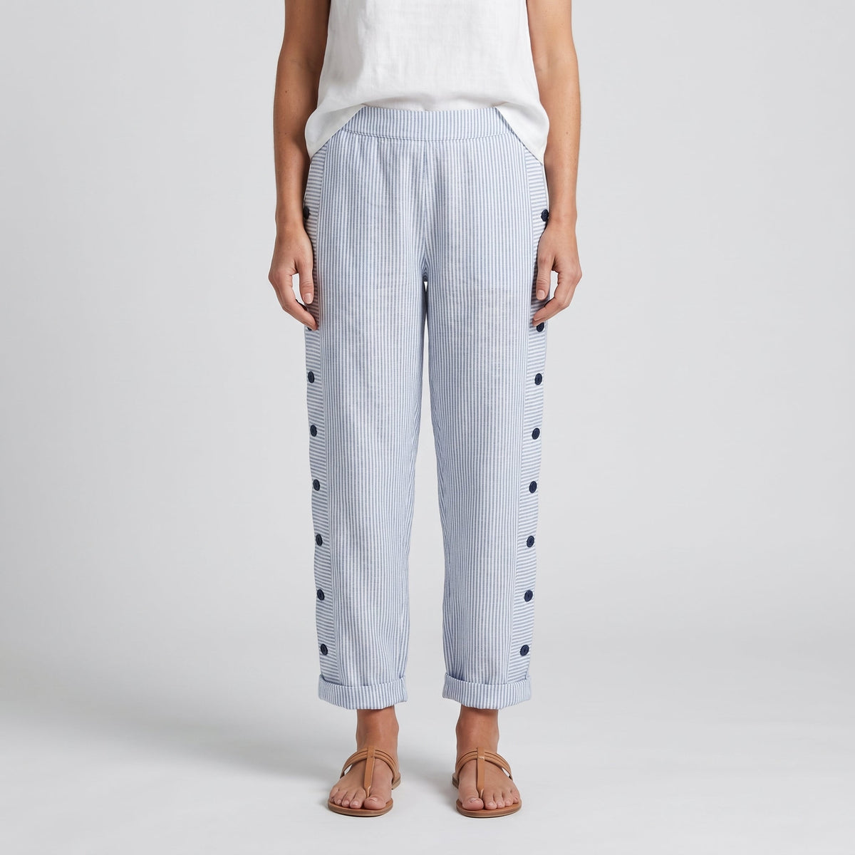Sophia – Striped Lightweight Trousers - Image 2