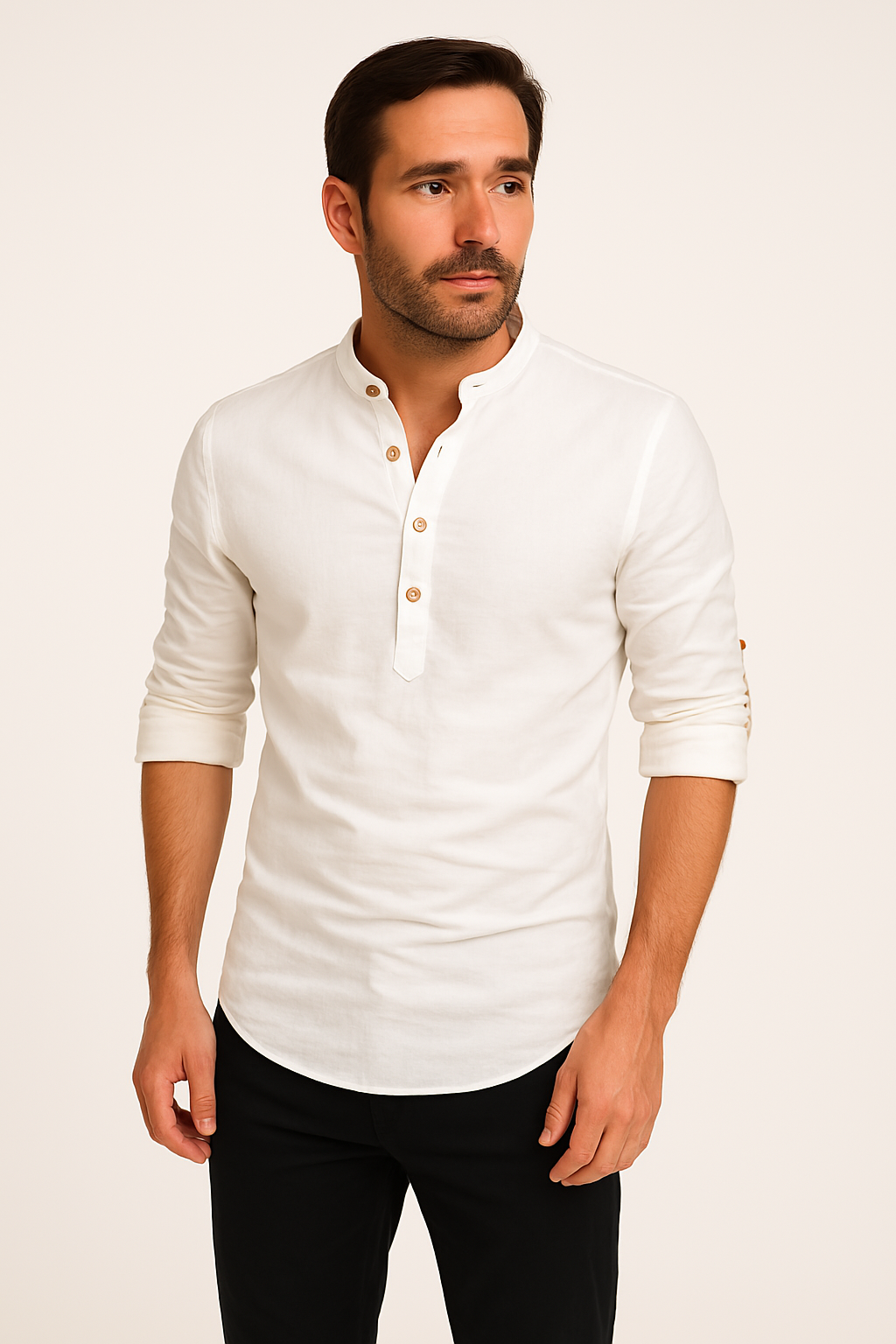 Lukas – Long Sleeves and Stand-Up Collar Shirt - Image 1