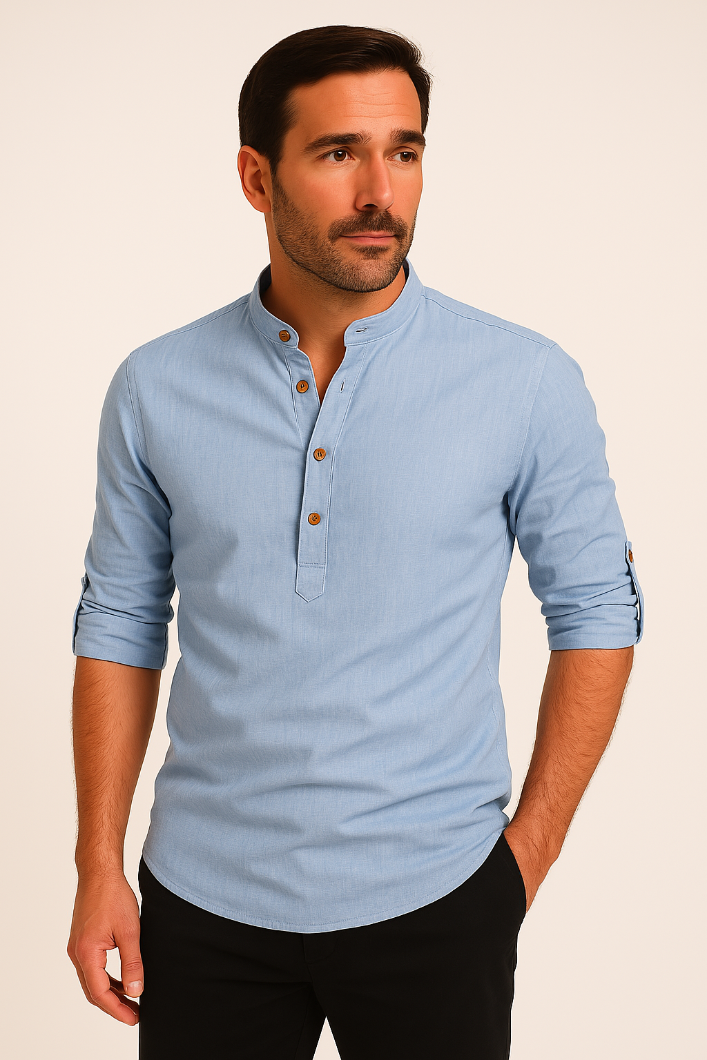 Lukas – Long Sleeves and Stand-Up Collar Shirt - Image 7