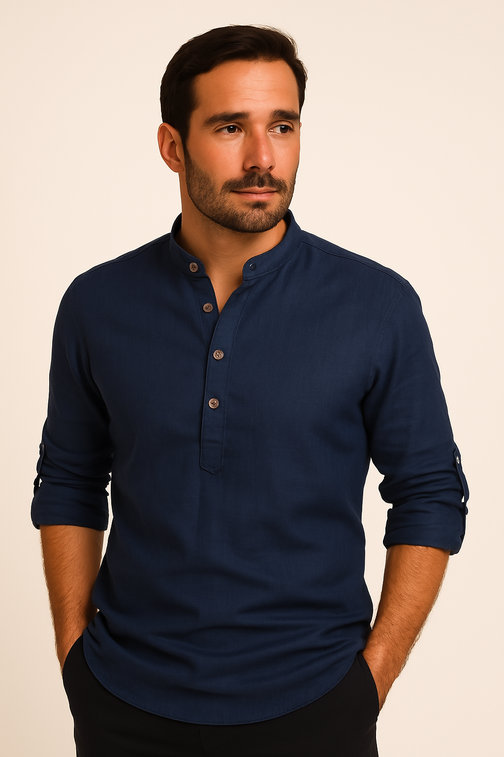 Lukas – Long Sleeves and Stand-Up Collar Shirt - Image 6