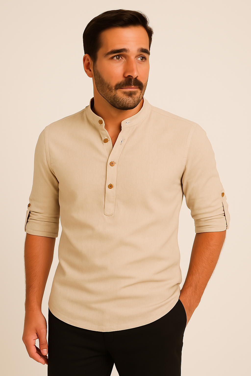Lukas – Long Sleeves and Stand-Up Collar Shirt - Image 3